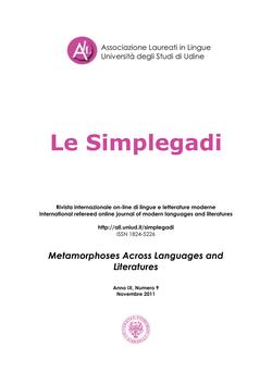 N. 9 (2011): Metamorphoses Across Languages and Literatures - Copertina